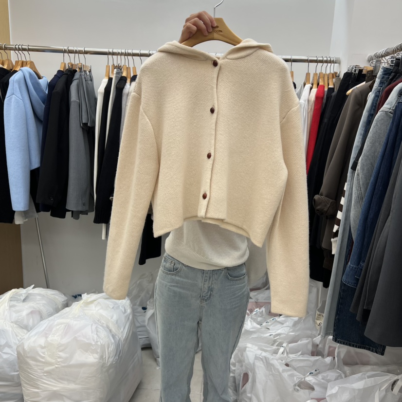 DRESS ROOM韓國代購㊣女裝新品職業休閑時尚針織衫連帽針織衫DRESS ROOM針織衫圖色2