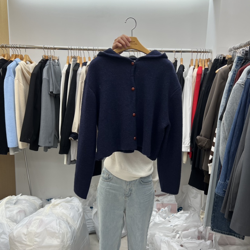 DRESS ROOM韓國代購㊣女裝新品職業休閑時尚針織衫連帽針織衫DRESS ROOM針織衫圖色3