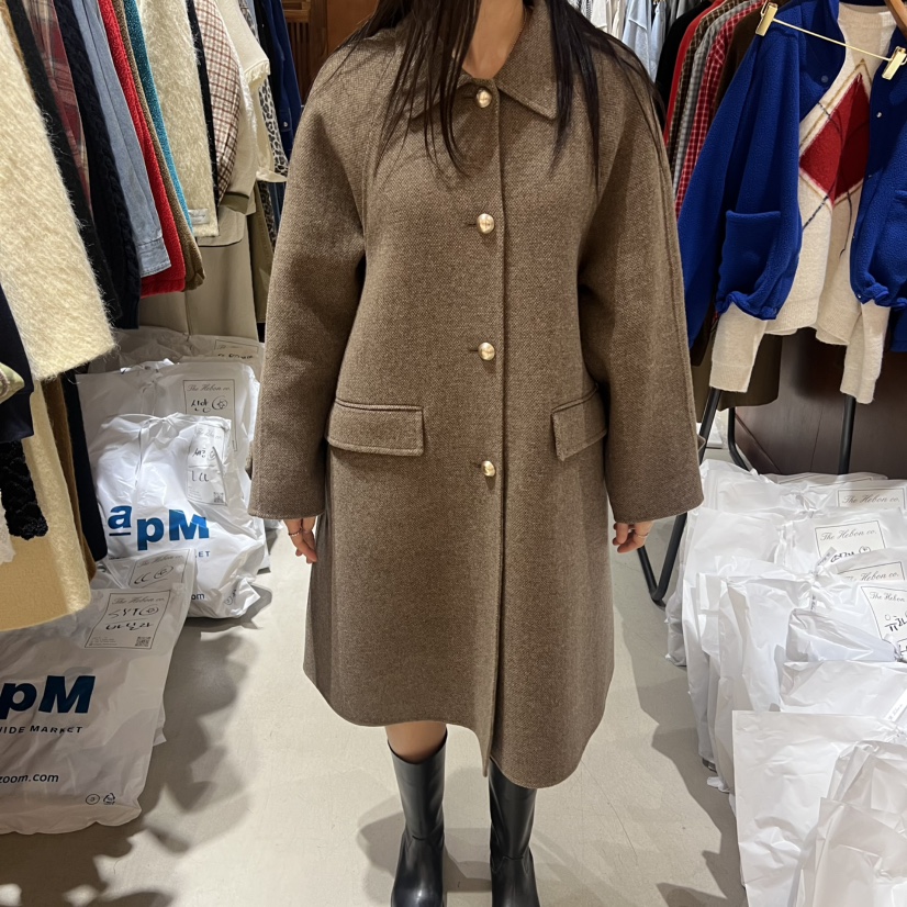 HEBON東大門㊣實拍女士新品真品人氣職業中長款大衣手工制作HEBON中長款大衣圖色1