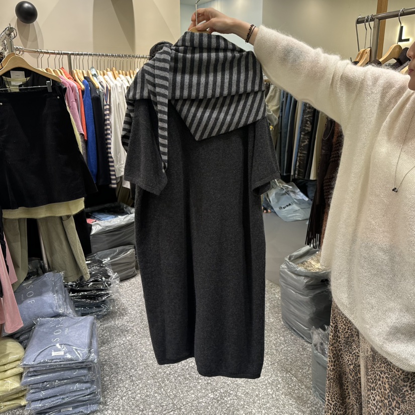 SOF韓國直郵㊣女士新品推薦真品人氣25秋冬熱賣職業連衣裙披肩SOF連衣裙