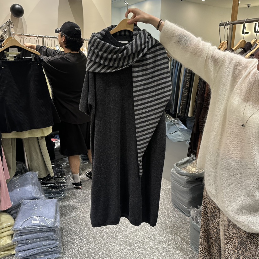 SOF韓國直郵㊣女士新品推薦真品人氣25秋冬熱賣職業連衣裙披肩SOF連衣裙圖色2