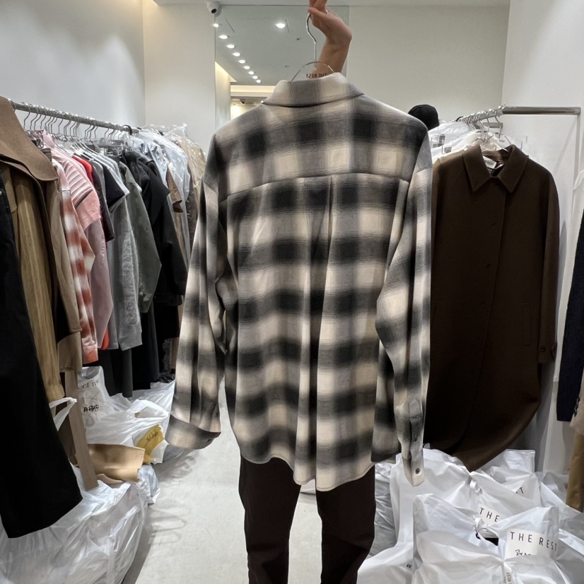 THE REST韓國代購㊣女裝新品25秋冬休閑職業襯衫蕾絲衫格紋THE REST/UNNOEUD襯衫/蕾絲衫