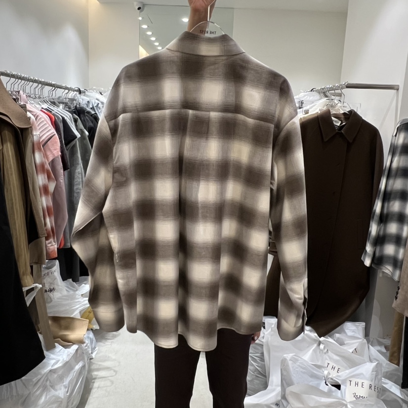 THE REST韓國代購㊣女裝新品25秋冬休閑職業襯衫蕾絲衫格紋THE REST/UNNOEUD襯衫/蕾絲衫
