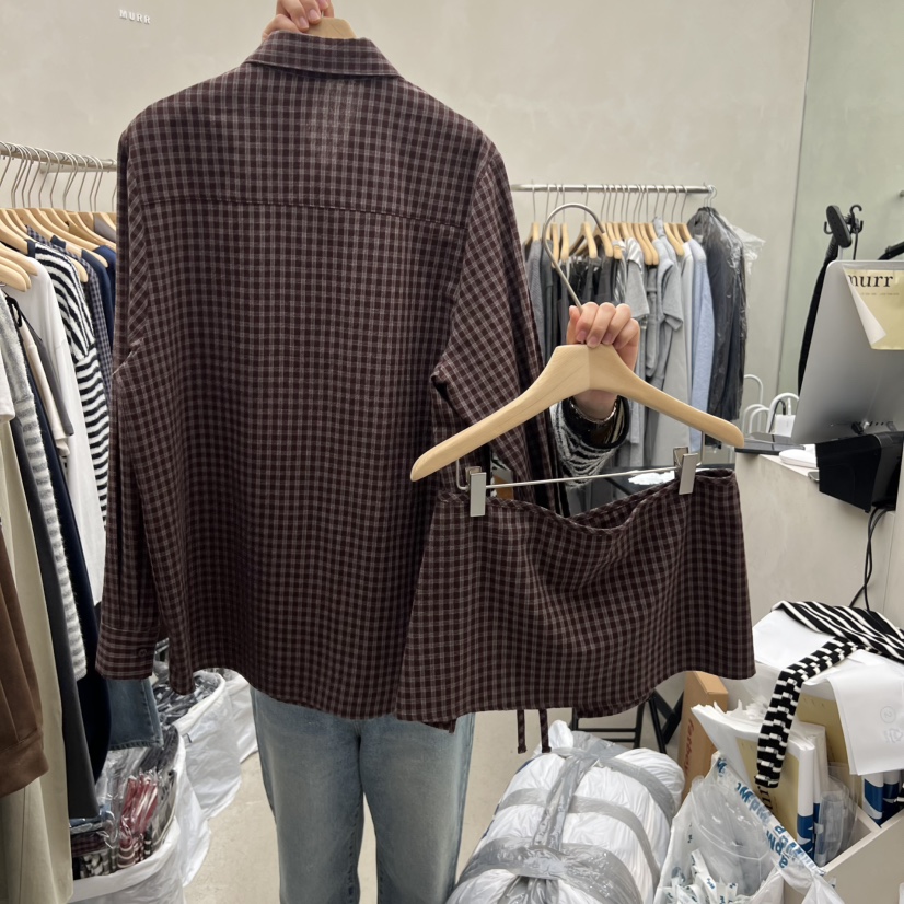MURR韓國代購㊣女裝新品熱賣25秋冬真品休閑人氣時尚套裝格紋MURR套裝
