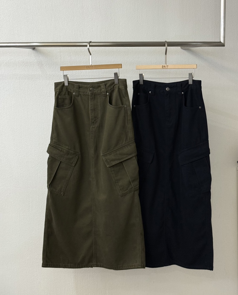 TWENTY FOUR SEVEN24-7韓國直郵㊣女士新品職業長裙口袋TEWNTY FOUR SEVEN24-7長裙