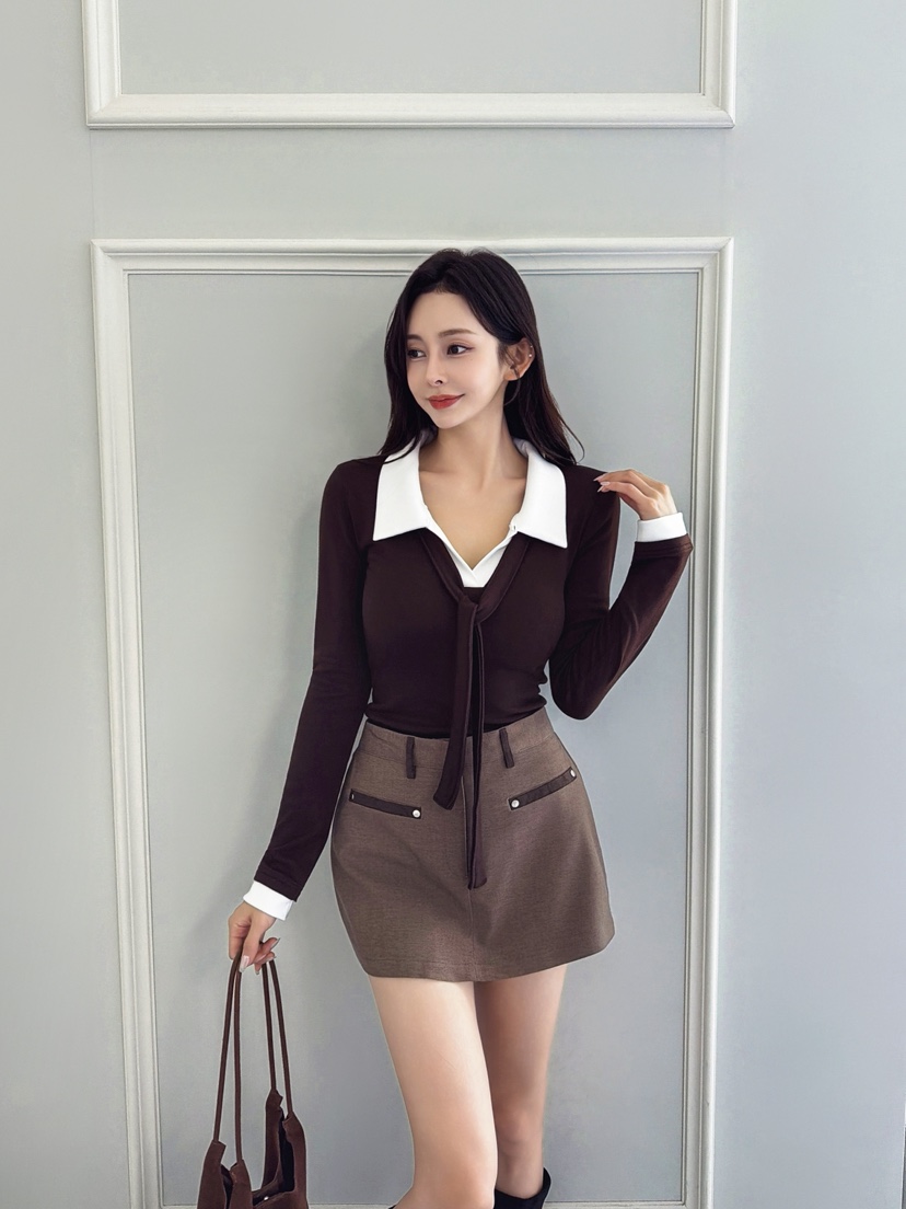 CLOTH東大門㊣代購女裝新品人氣休閑時尚職業推薦熱賣長袖T恤CLOTH長袖T恤圖色1