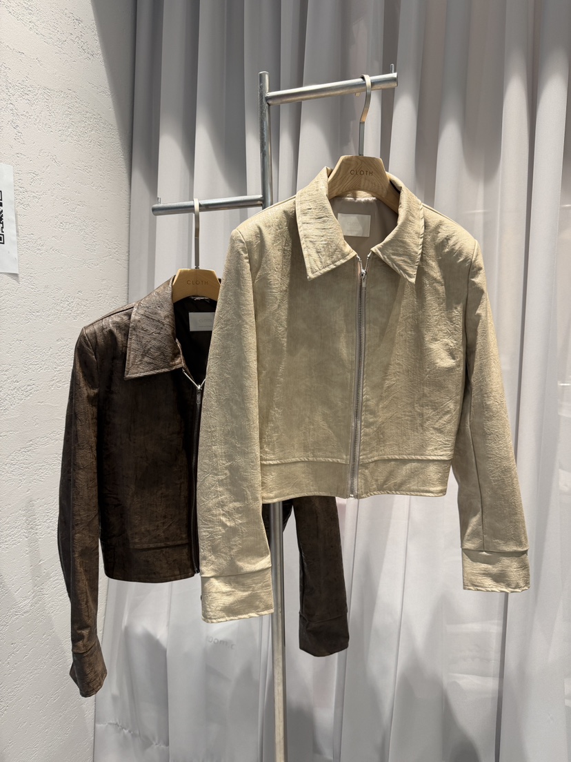 CLOTH韓國代購㊣女裝新款人氣25秋冬推薦休閑真品時尚夾克皮革CLOTH夾克