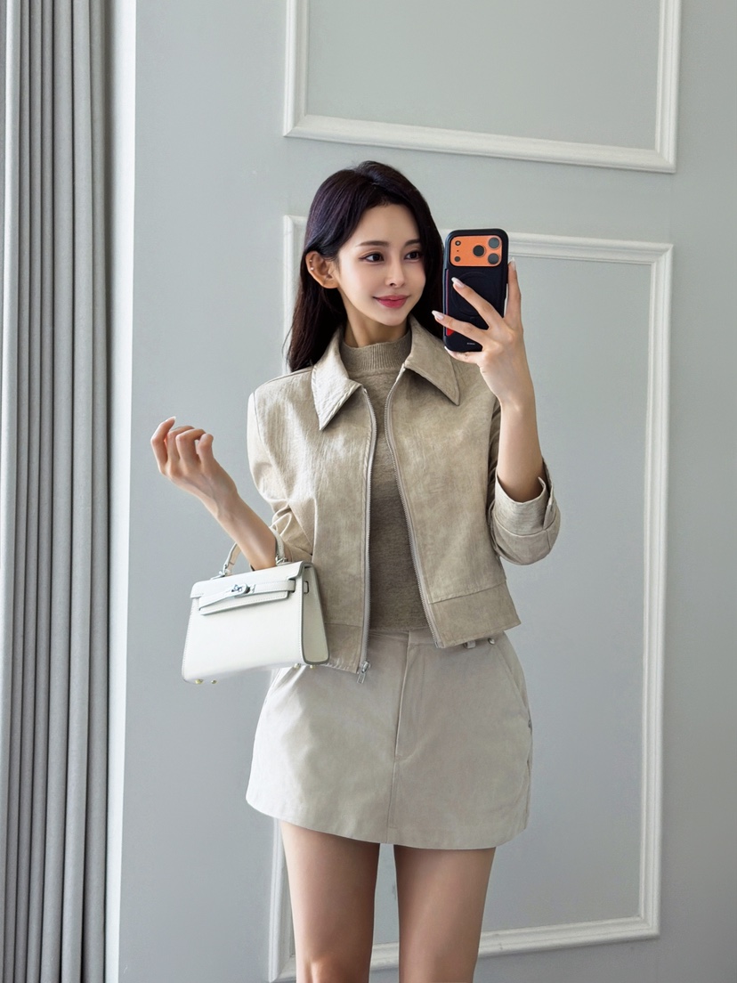 CLOTH韓國代購㊣女裝新款人氣25秋冬推薦休閑真品時尚夾克皮革CLOTH夾克