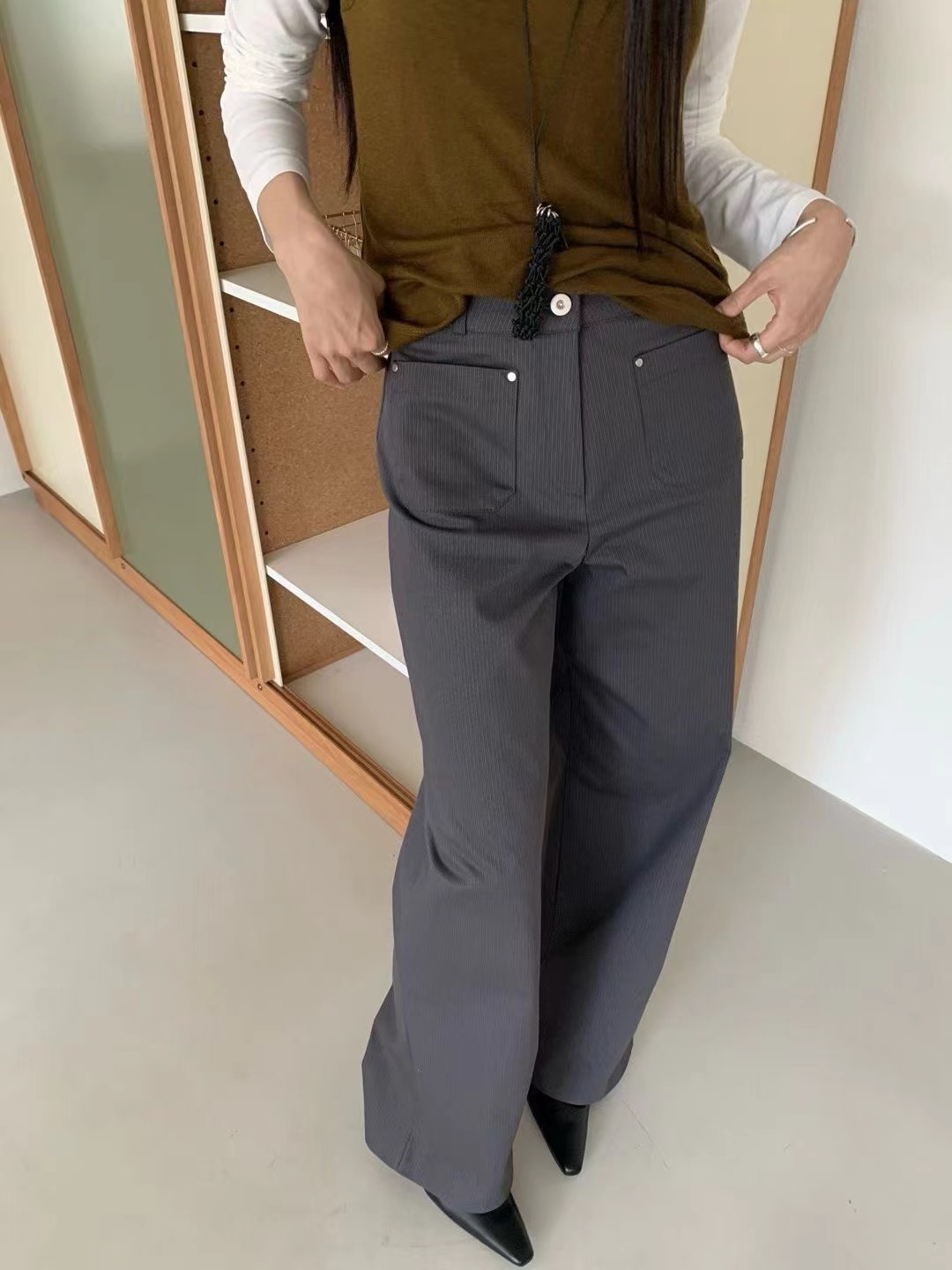 HANDER韓國代購㊣女士新品職業熱賣25秋冬真品推薦時尚休閑褲HANDER休閑褲圖色3