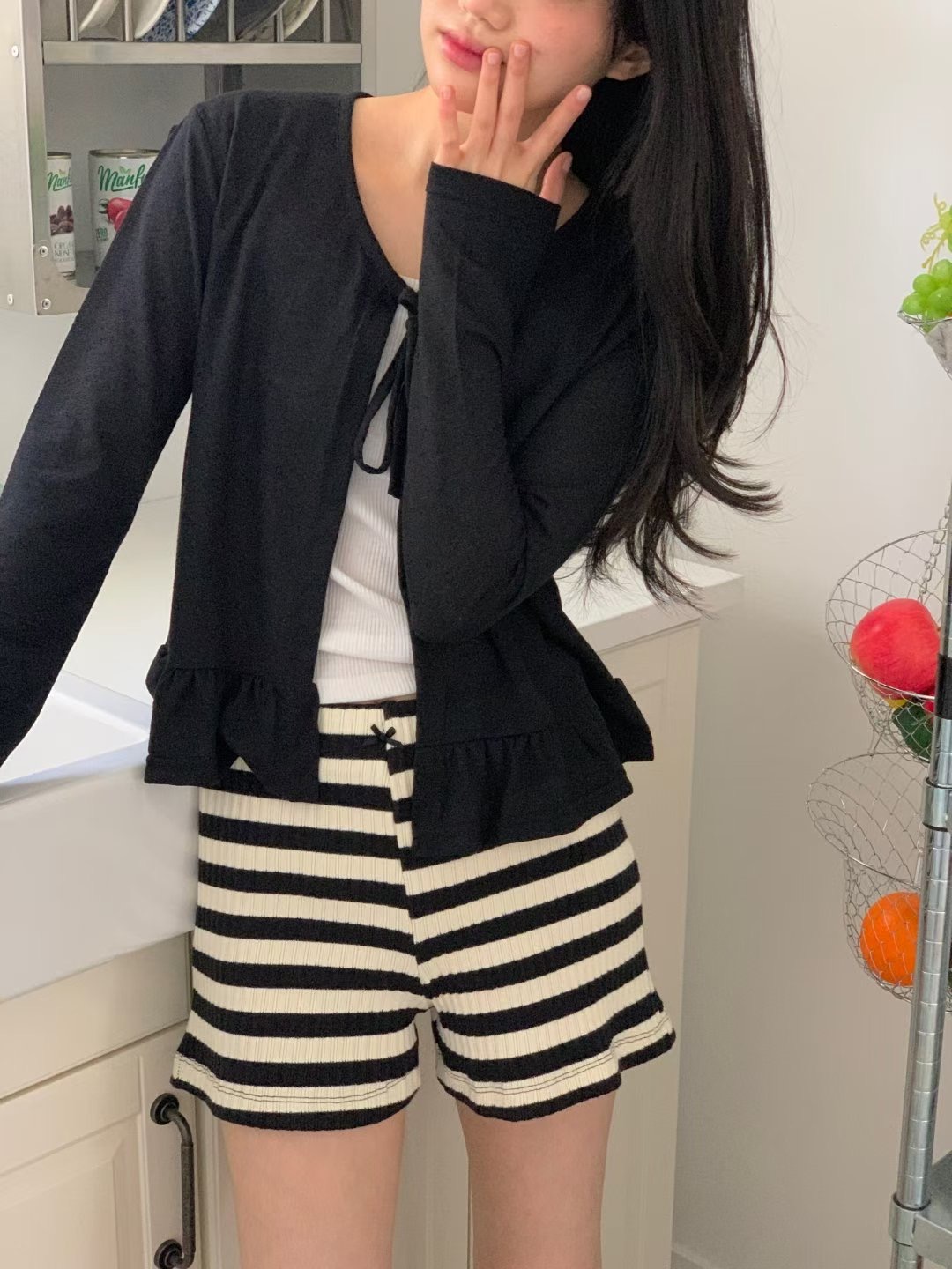 FIVE韓國直郵㊣女裝新款人氣職業25秋冬休閑針織衫亞麻開衫FIVE針織衫