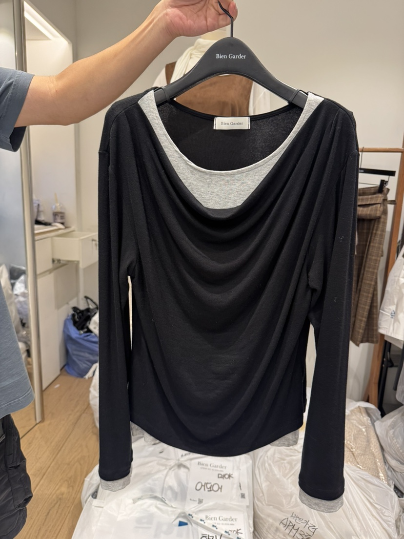 BIEN GARDER東大門㊣代購女裝新品熱賣25秋冬推薦真品長袖T恤BIEN GARDER長袖T恤圖色2