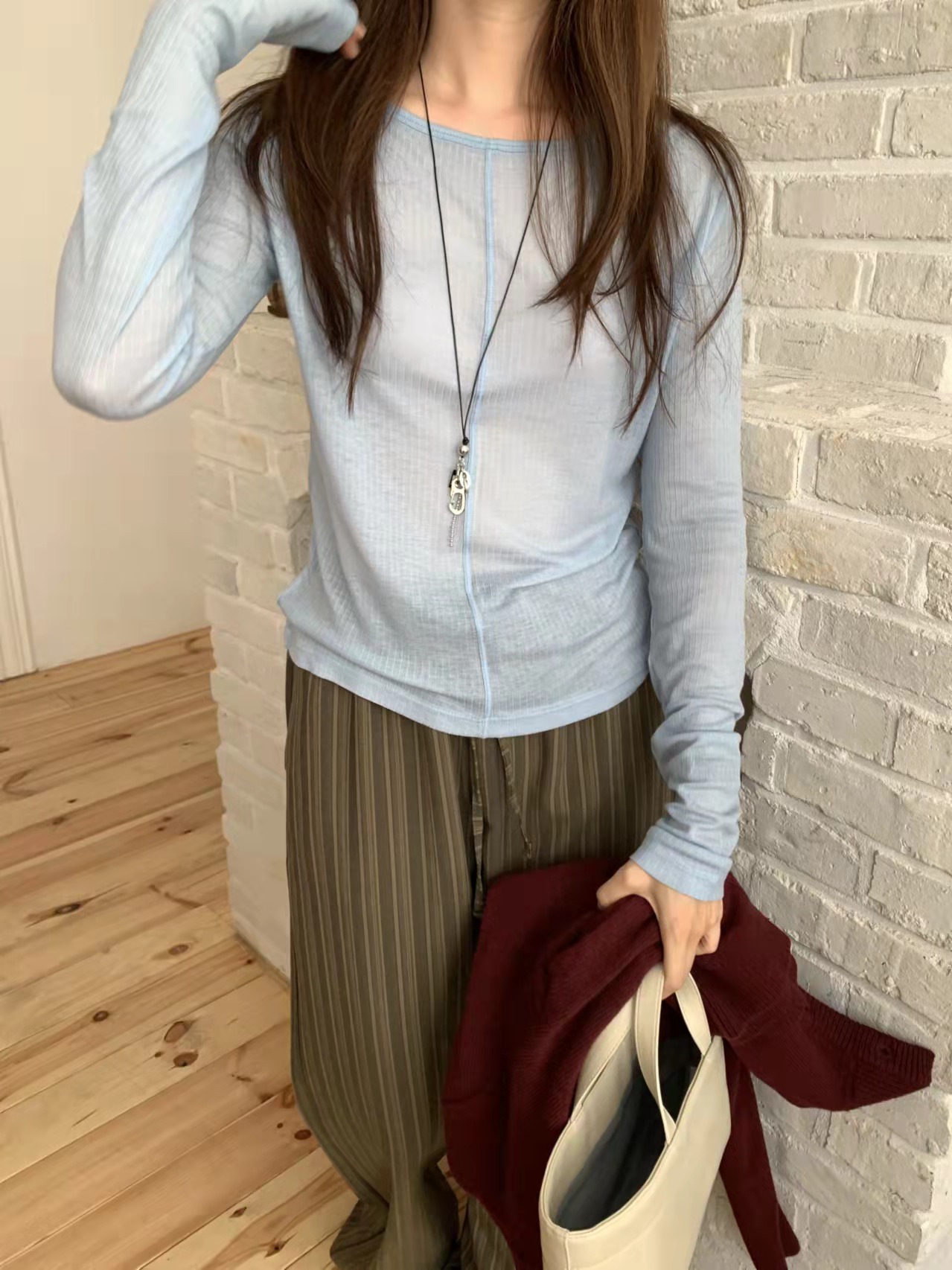 WEARME韓國代購㊣女裝新品職業人氣25秋冬推薦休閑真品長袖T恤WEARME長袖T恤