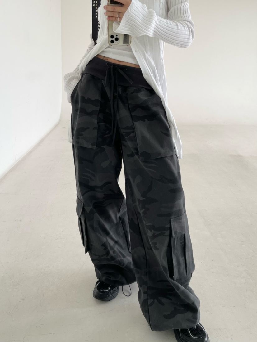 REIZ韓國代購㊣女裝新品職業推薦25秋冬真品人氣休閑褲迷彩REIZ休閑褲