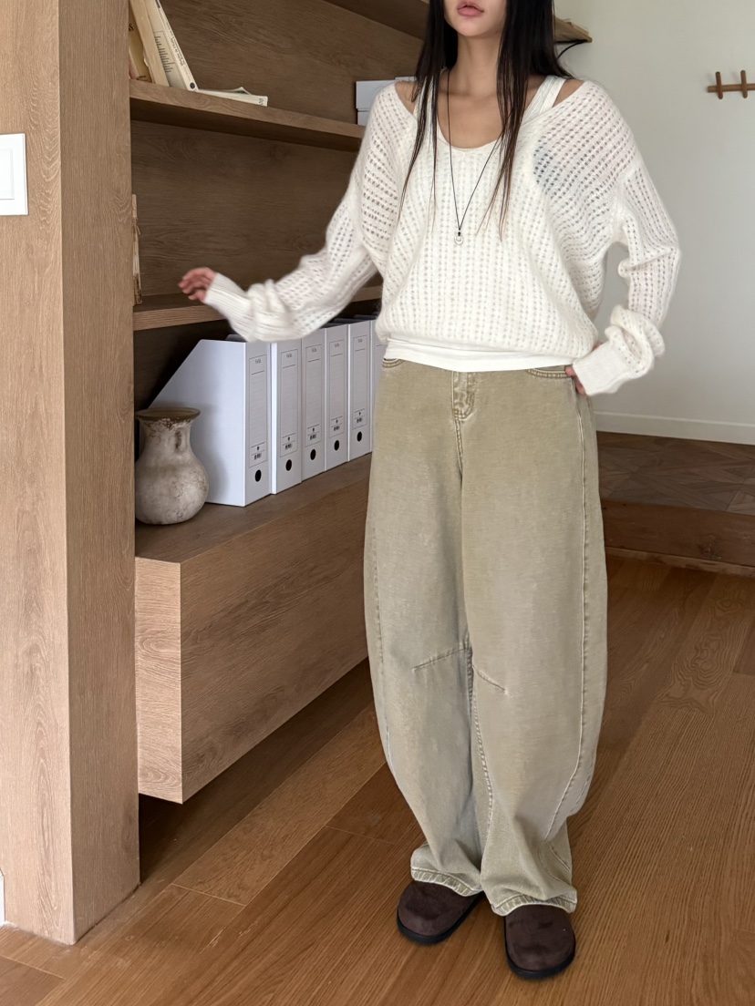 A P-STUDIO東大門㊣直郵女裝新品推薦25秋冬真品時尚牛仔褲A P-STUDIO牛仔褲