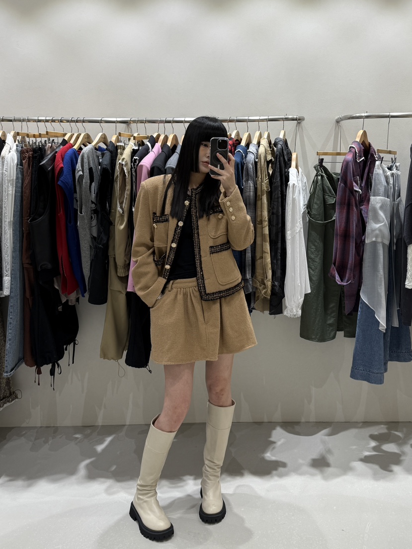 SHIRRING東大門㊣實拍女裝新品25秋冬職業人氣短裙粗花呢打折SHIRRING短裙