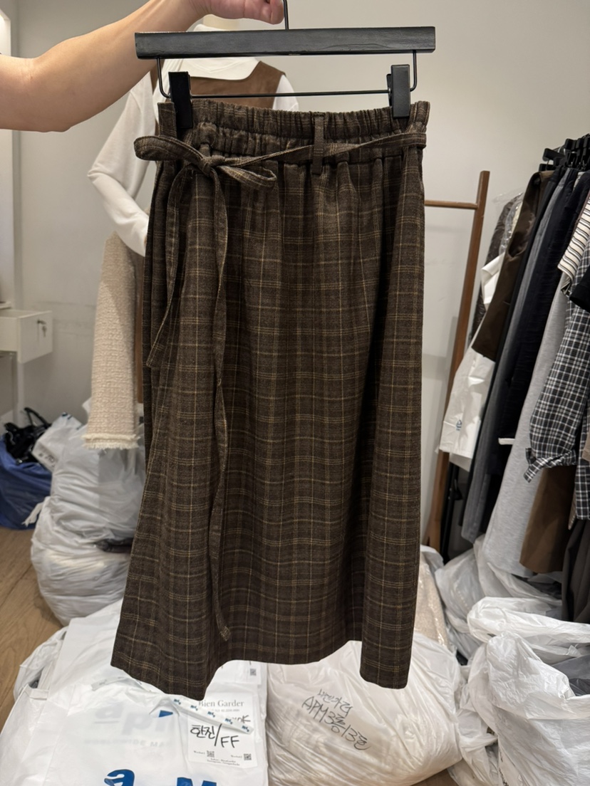 BIEN GARDER東大門㊣代購女裝新品推薦半身裙中短裙格紋褶皺BIEN GARDER半身裙/中短裙