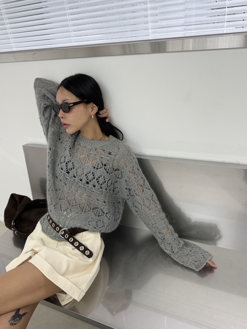 LIMLIMLIM東大門㊣直郵女裝新品推薦時尚針織衫鉤針編織馬海毛LIM LIM LIM針織衫