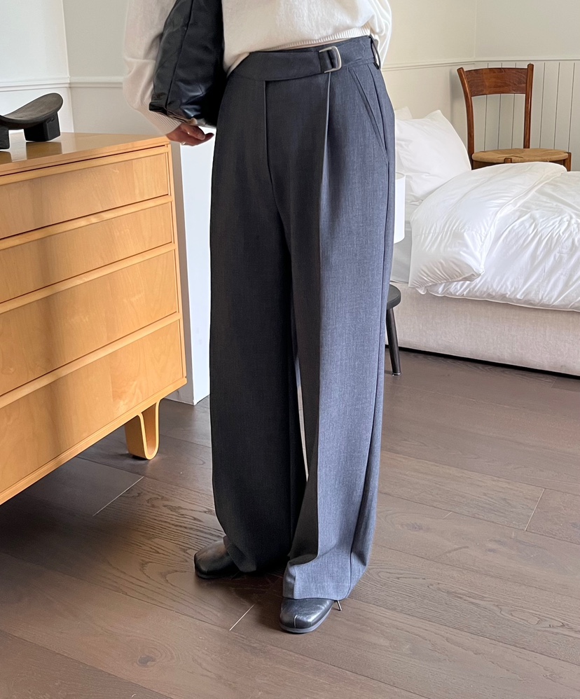 OP PER東大門㊣直郵女士新品真品休閑時尚熱賣休閑褲羊毛腰帶OPPER-simplebeige休閑褲
