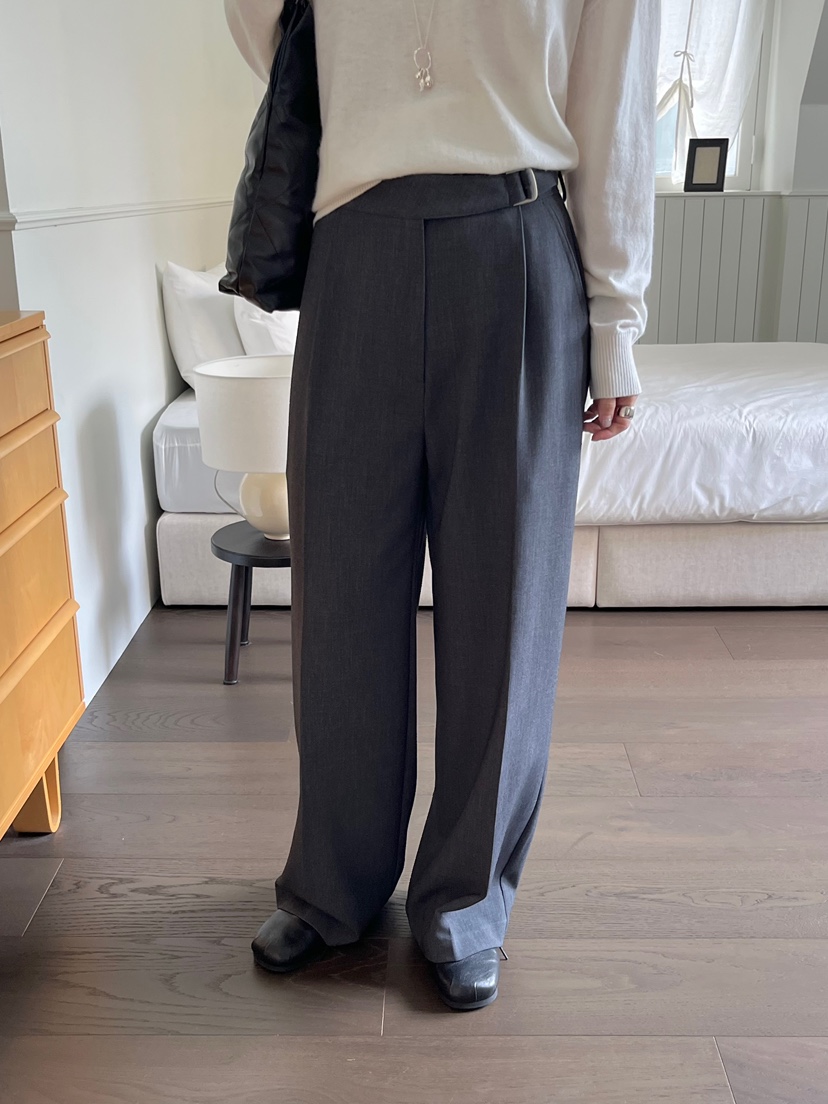 OP PER東大門㊣直郵女士新品真品休閑時尚熱賣休閑褲羊毛腰帶OPPER-simplebeige休閑褲