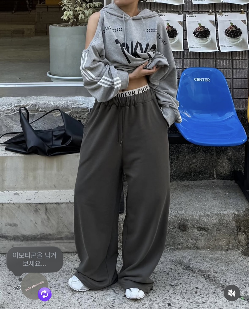 OKIE韓國代購㊣女裝新款職業25秋冬推薦休閑熱賣休閑褲綁帶OKIE休閑褲