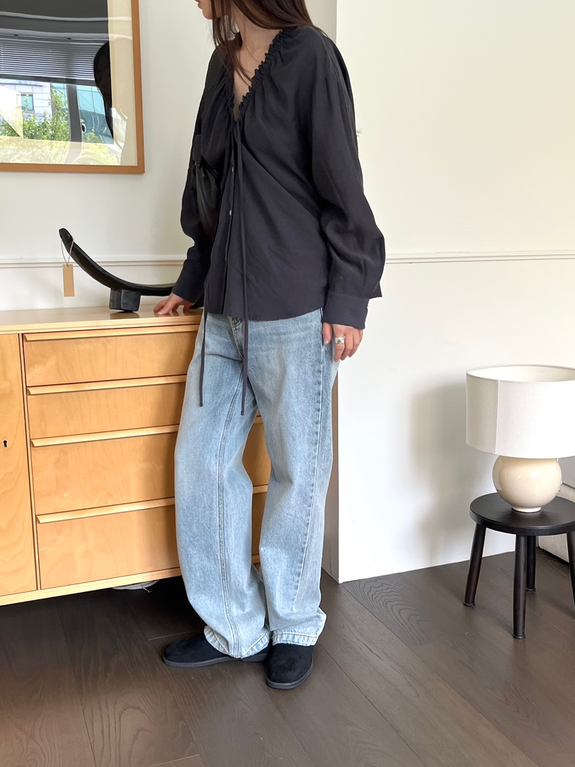 OP PER韓國代購㊣女士新款人氣職業25秋冬時尚牛仔褲直筒牛仔OPPER-simplebeige牛仔褲