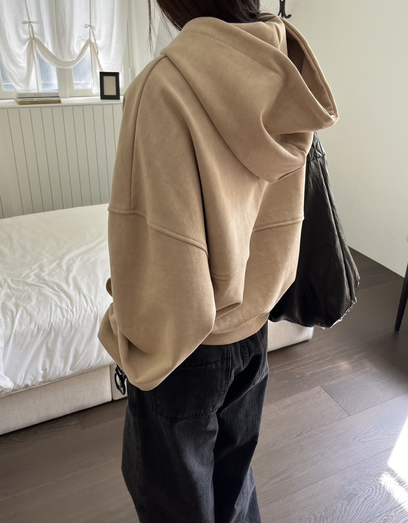 OP PER韓國代購㊣女士新品25秋冬熱賣真品職業夾克拉鏈兜帽OPPER-simplebeige夾克