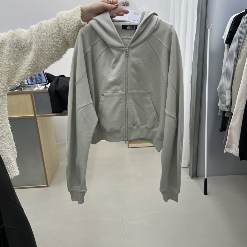STAINLESS韓國代購㊣女士新品25秋冬人氣推薦時尚衛衣拉鏈連帽STAINLESS衛衣圖色1