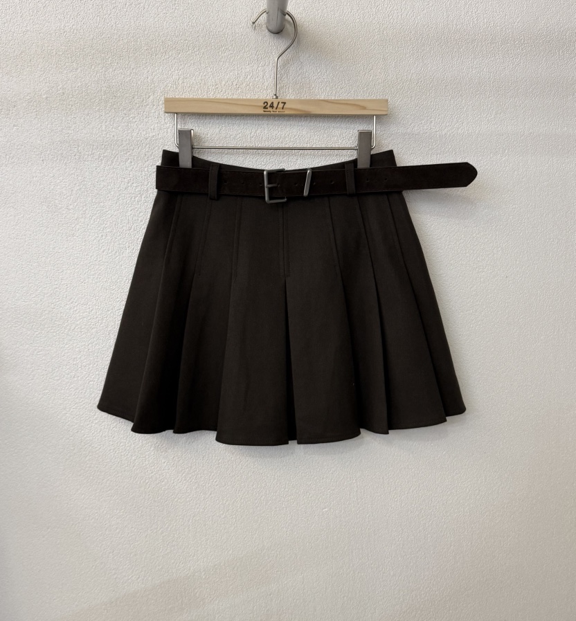 TWENTY FOUR SEVEN24-7東大門㊣實拍女裝新品真品短裙含腰帶TEWNTY FOUR SEVEN24-7短裙圖色1棕色