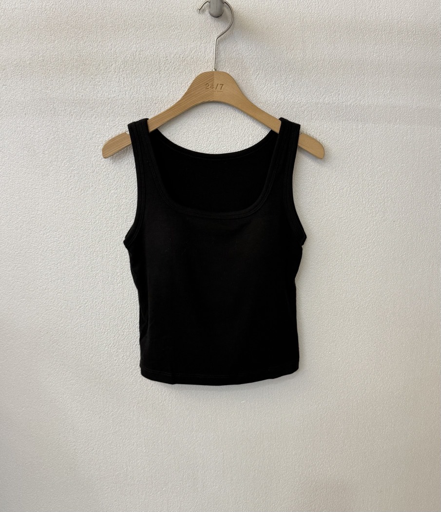 TWENTY FOUR SEVEN24-7韓國代購㊣女士新品時尚吊帶背心TEWNTY FOUR SEVEN24-7吊帶/背心圖色2黑色
