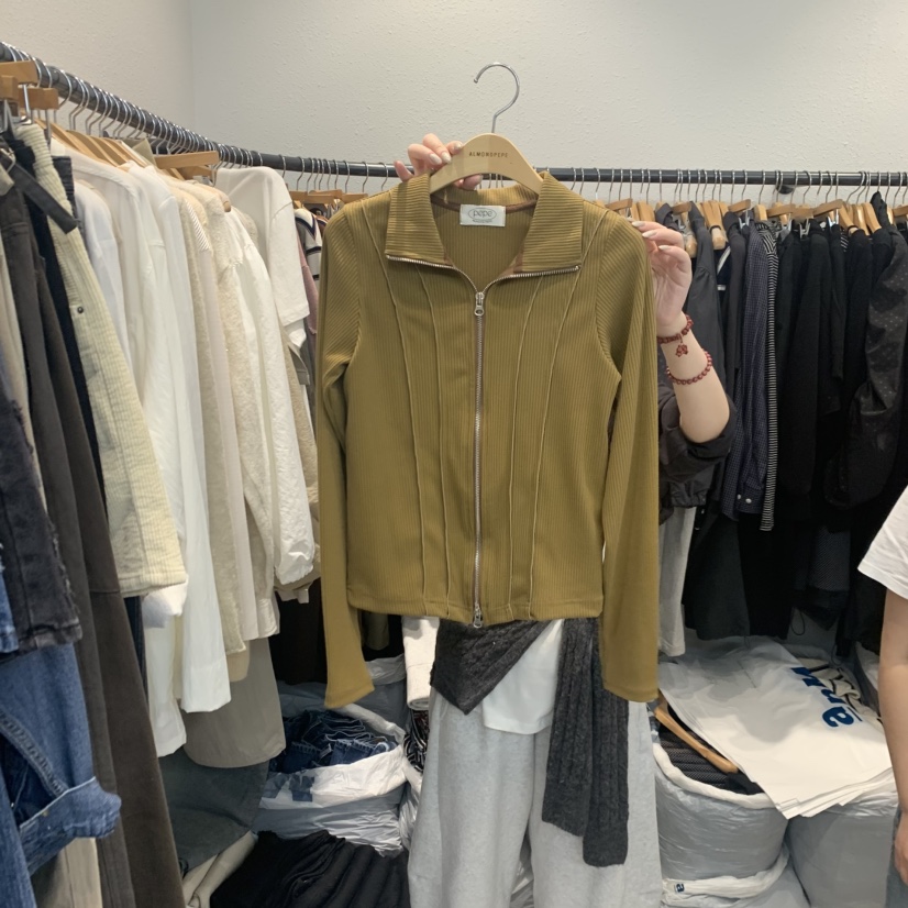 ALMOND PEPE韓國直郵㊣女士新品休閑職業時尚熱賣衛衣拉鏈ALMOND PEPE衛衣圖色1