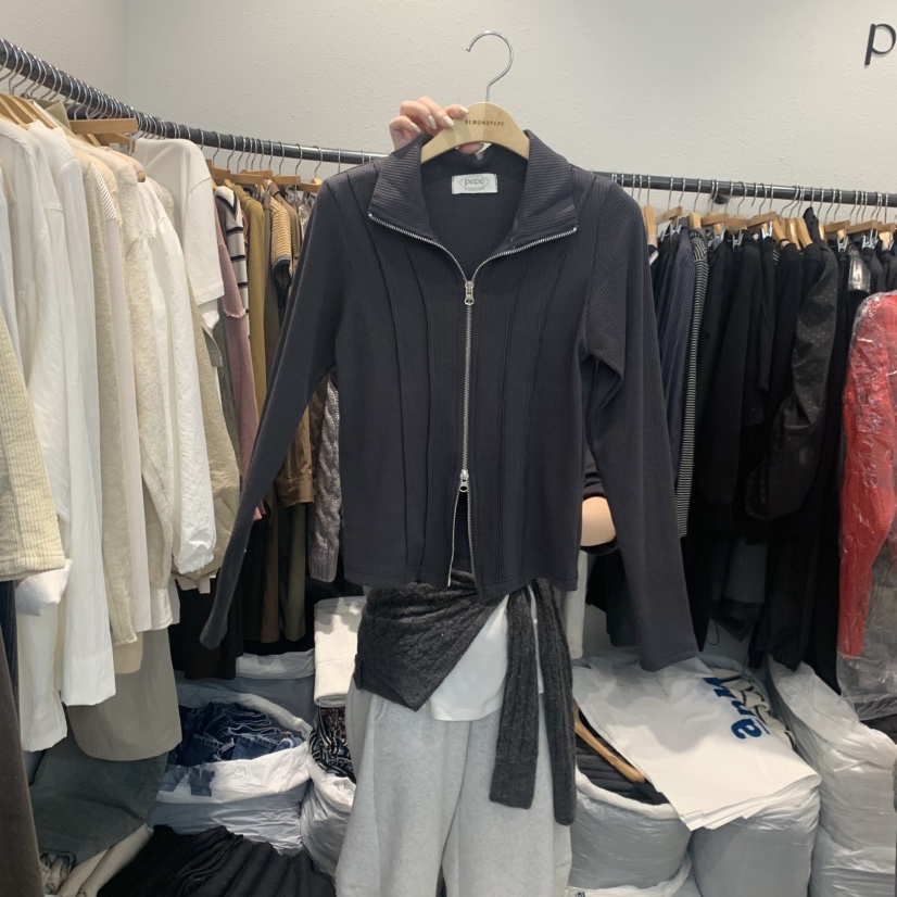 ALMOND PEPE韓國直郵㊣女士新品休閑職業時尚熱賣衛衣拉鏈ALMOND PEPE衛衣圖色2