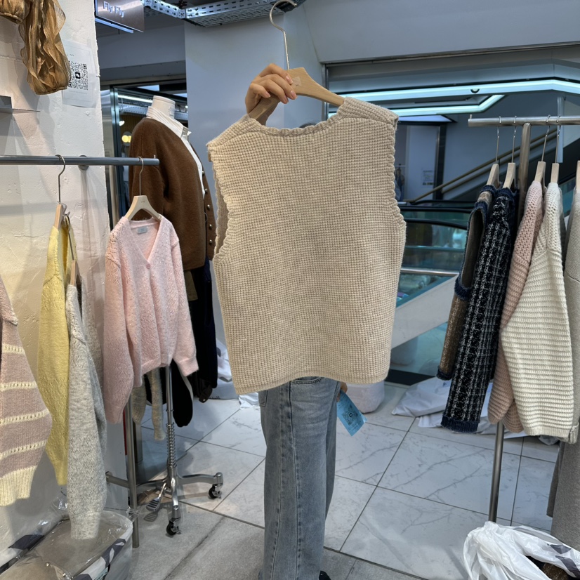 FLY FLY韓國代購㊣女士新品人氣時尚職業休閑真品馬甲華夫格FLY FLY馬甲