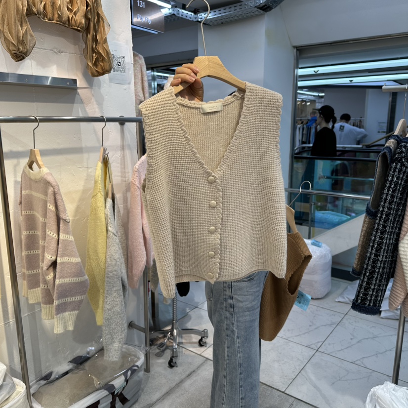 FLY FLY韓國代購㊣女士新品人氣時尚職業休閑真品馬甲華夫格FLY FLY馬甲圖色1