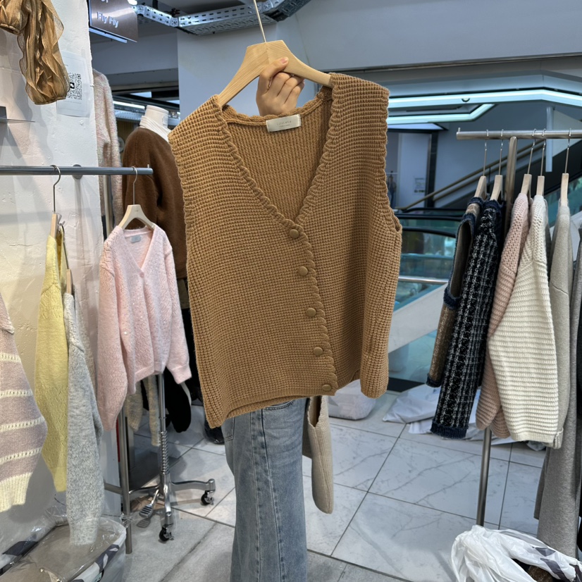 FLY FLY韓國代購㊣女士新品人氣時尚職業休閑真品馬甲華夫格FLY FLY馬甲圖色2