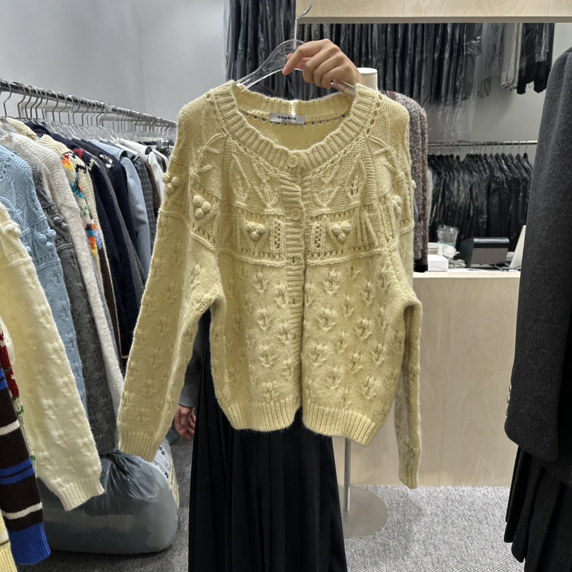 ANNA VERRY-P韓國代購㊣女裝新品熱賣25秋冬職業針織衫絨ANNA VERRY-P針織衫圖色2黃色