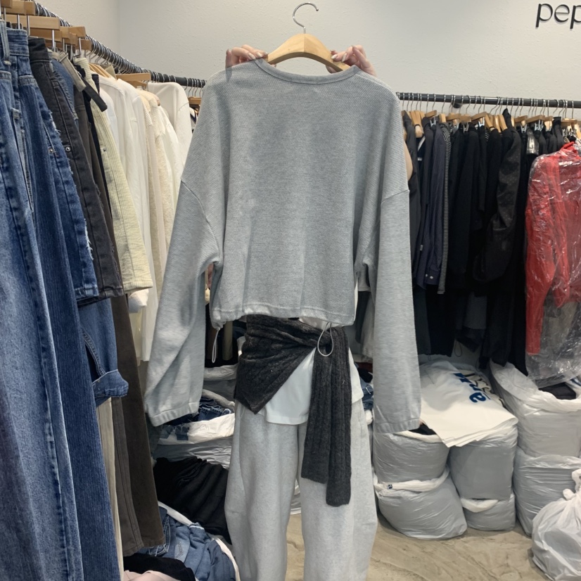 ALMOND PEPE東大門㊣直郵女裝新品真品推薦休閑長袖T恤鏤空ALMOND PEPE長袖T恤