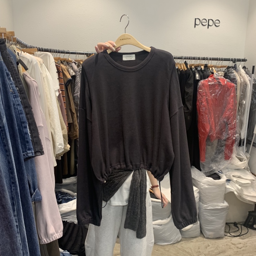 ALMOND PEPE東大門㊣直郵女裝新品真品推薦休閑長袖T恤鏤空ALMOND PEPE長袖T恤圖色1