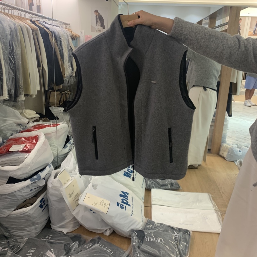 OP PER韓國代購㊣女裝新品熱賣25秋冬推薦休閑真品馬甲羊毛OPPER-simplebeige馬甲圖色1