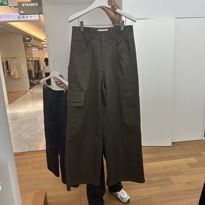 MYNAMEIS韓國代購㊣女士新品25秋冬熱賣真品人氣休閑褲口袋MYNAMEIS休閑褲圖色1