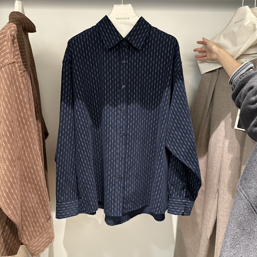FRENCH DOOR韓國代購㊣女士新品職業休閑襯衫蕾絲衫燈芯絨FRENCH DOOR襯衫/蕾絲衫圖色2