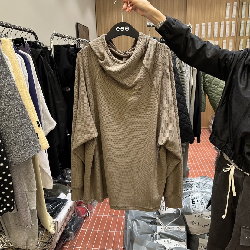 E/E/E東大門㊣直郵女裝新品時尚真品休閑熱賣衛衣華夫格兜帽E/E/E衛衣圖色1