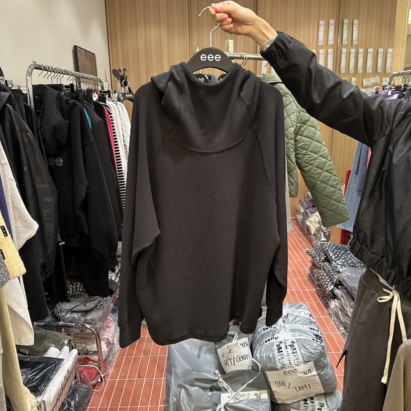 E/E/E東大門㊣直郵女裝新品時尚真品休閑熱賣衛衣華夫格兜帽E/E/E衛衣圖色2