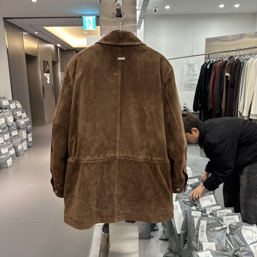 PAVEL東大門㊣實拍女士新款熱賣25秋冬休閑時尚夾克絨面革口袋PAVEL夾克