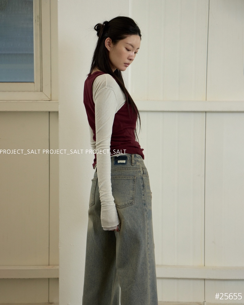 PROJECT SALT韓國代購㊣女士新款休閑牛仔褲PROJECTSALT牛仔褲