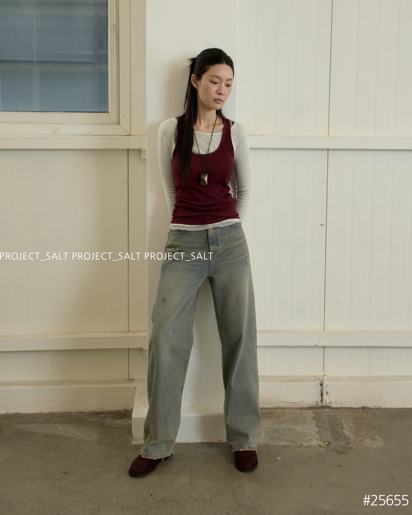 PROJECT SALT韓國代購㊣女士新款休閑牛仔褲PROJECTSALT牛仔褲