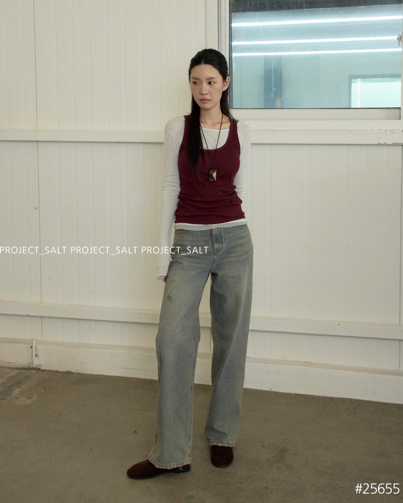 PROJECT SALT韓國代購㊣女士新款休閑牛仔褲PROJECTSALT牛仔褲