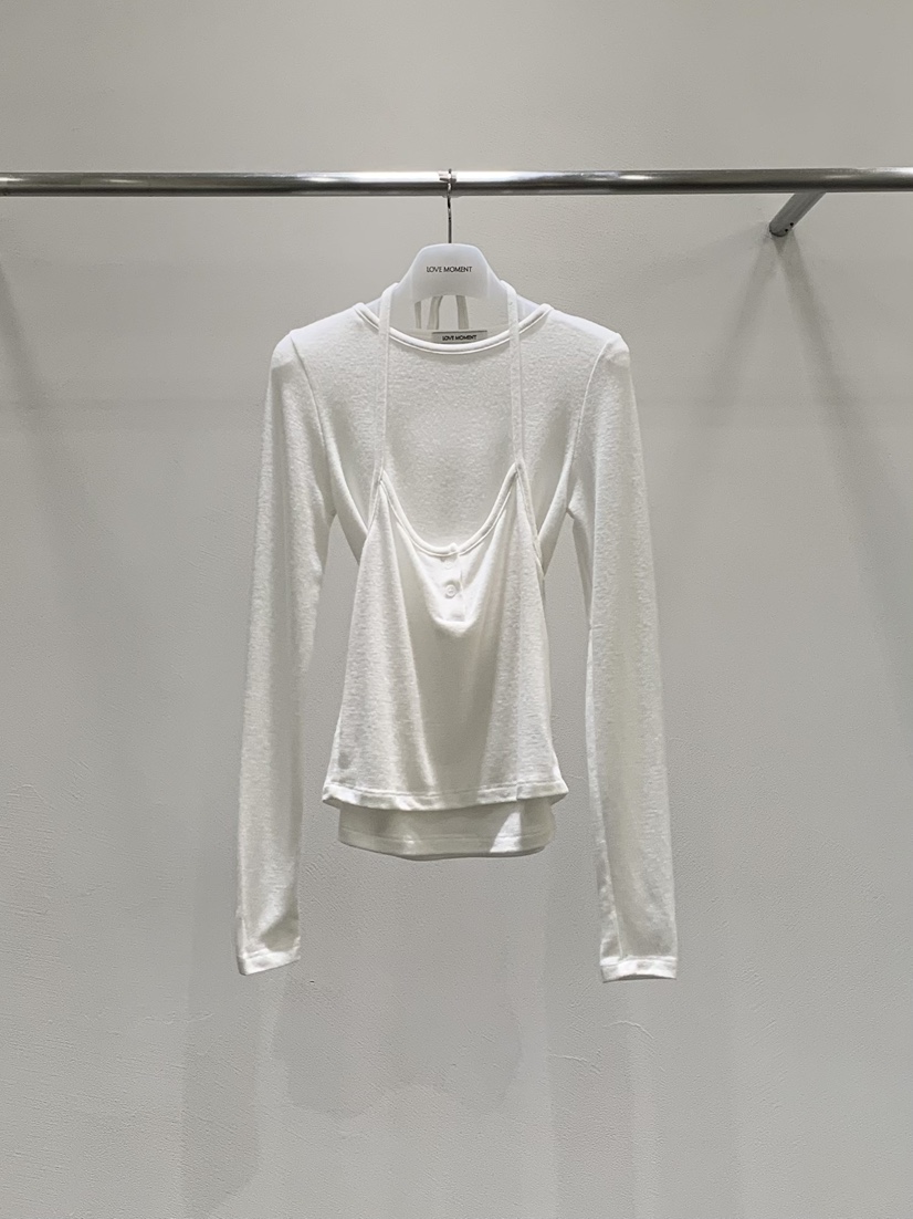 LOVE MOMENT韓國代購㊣女士新品25秋冬熱賣職業長袖T恤套裝LOVE MOMENT長袖T恤圖色1