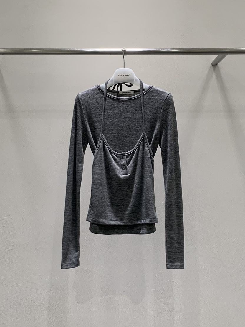 LOVE MOMENT韓國代購㊣女士新品25秋冬熱賣職業長袖T恤套裝LOVE MOMENT長袖T恤圖色3