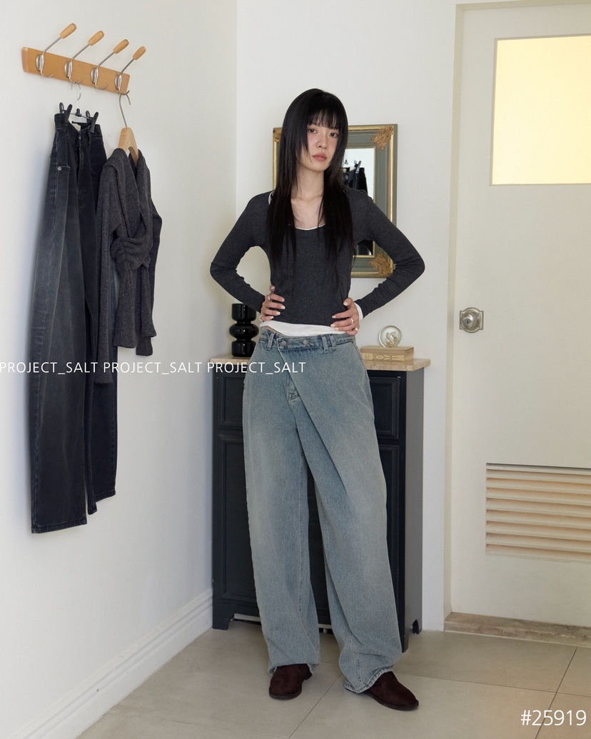 PROJECT SALT東大門㊣代購女士新品25秋冬牛仔褲PROJECTSALT牛仔褲