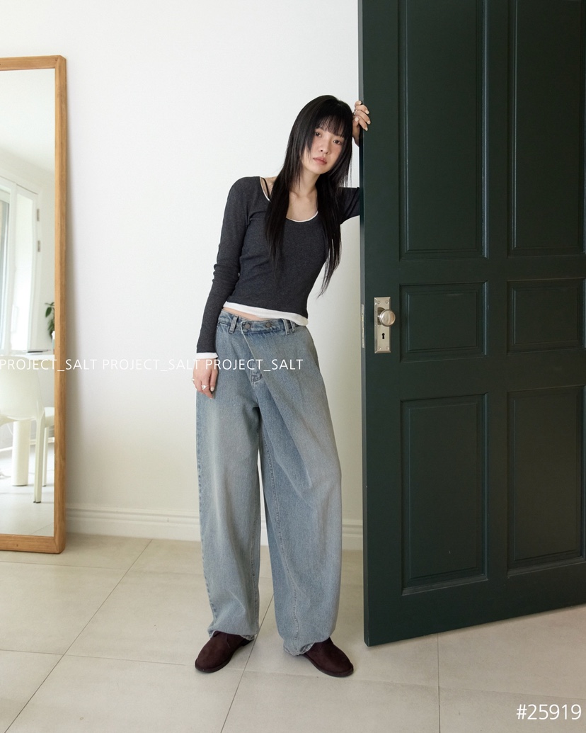 PROJECT SALT東大門㊣代購女士新品25秋冬牛仔褲PROJECTSALT牛仔褲